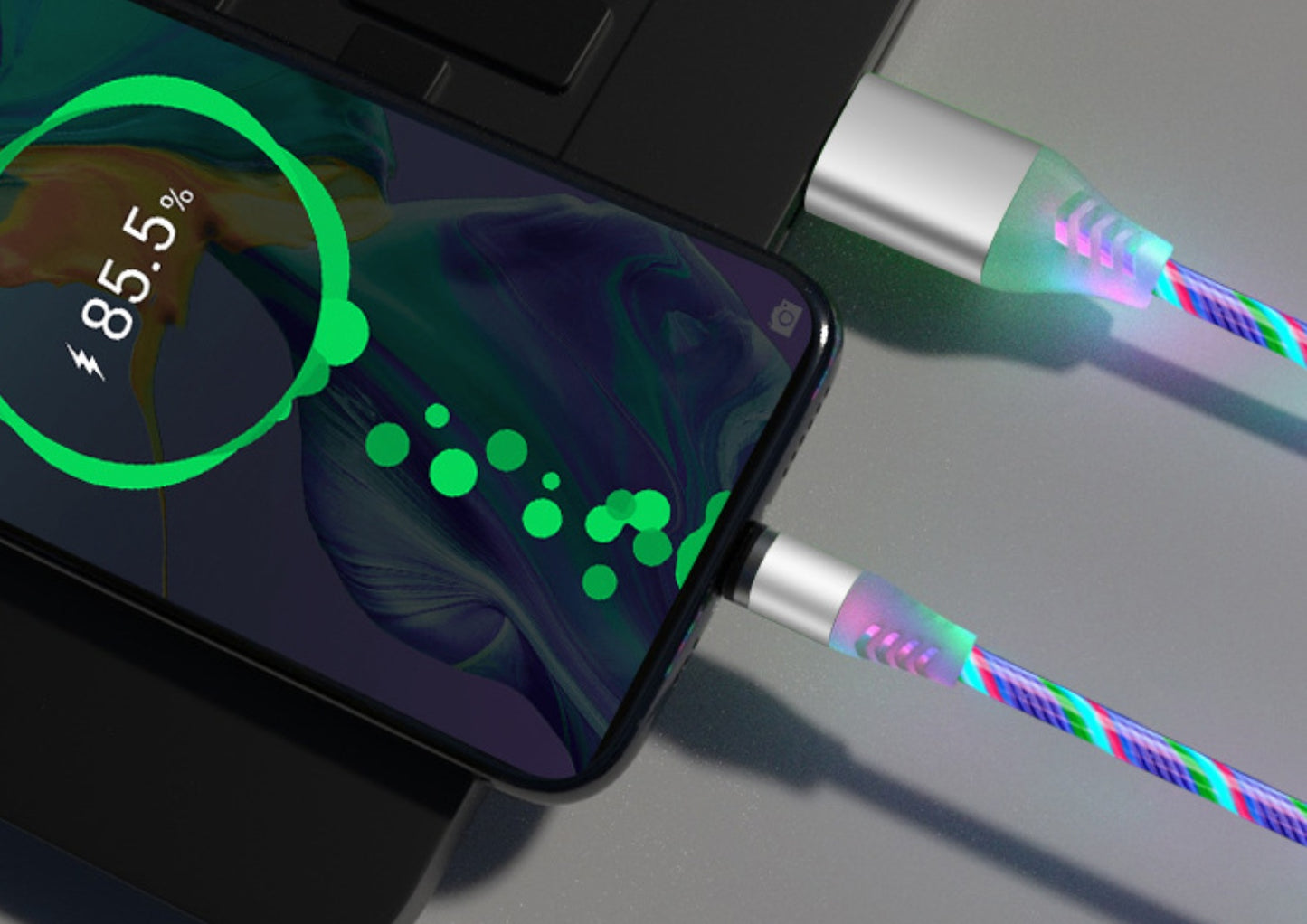 Flowing Light, Compatible with Apple, Magnetic Streamer Cable, for Iphone & Android Typec